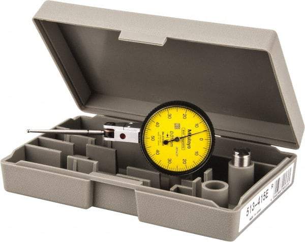 Mitutoyo - 1 mm Range, 0.01 mm Dial Graduation, Horizontal Dial Test Indicator - 1.5748 Inch Yellow Dial, 0-50-0 Dial Reading, Accurate to 0.01 Inch - A1 Tooling