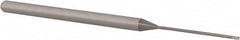 Accupro - 1/32", 0.046" LOC, 1/8" Shank Diam, 2-1/2" OAL, 3 Flute, Solid Carbide Square End Mill - Single End, Uncoated, Spiral Flute, 30° Helix, Centercutting, Right Hand Cut, Right Hand Flute, Series Miniature - A1 Tooling