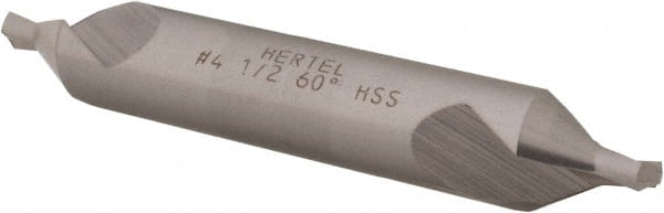 Hertel - #4-1/2 Plain Cut 60° Incl Angle High Speed Steel Combo Drill & Countersink - A1 Tooling