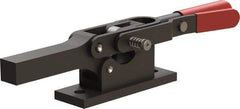 De-Sta-Co - 1,299 Lb Holding Capacity, Horizontal Handle, Manual Hold Down Toggle Clamp - 69° Handle Movement, 90° Bar Opening, Solid Bar, Flanged Base, Oxide Finish, Forged Alloy Steel - A1 Tooling