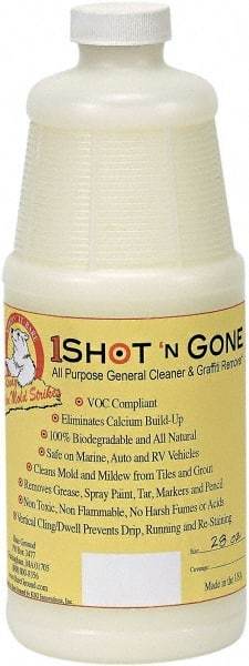 Bare Ground Solutions - 28oz of 1 Shot Graffiti Remover & Cleaner - 1 Shot Graffiti Remover is a 100% biodegradable and all-natural cleaner removes grease, spray paint, tar, markers and pencil from hard surfaces. - A1 Tooling