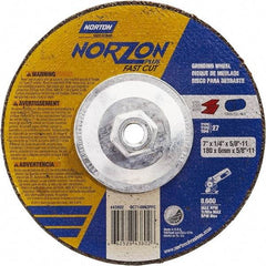 Norton - 7" Wheel Diam, 1/4" Wheel Thickness, Type 27 Depressed Center Wheel - Ceramic, Resinoid Bond, 8,600 Max RPM - A1 Tooling