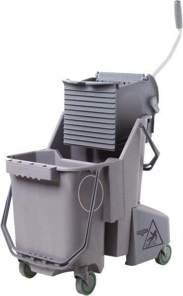 Unger - 32 Qt Plastic Bucket & Wringer - 21" Long x 20" High x 15" Wide, Gray, Aluminum Handle - A1 Tooling