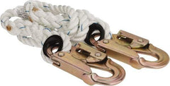 PRO-SAFE - 6' Long, 350 Lb Capacity, 1 Leg Locking Snap Hook Harness Lanyard - 1/2" Diam, Filament Nylon Rope, Locking Snap Hook Anchorage Connection - A1 Tooling