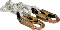 PRO-SAFE - 4' Long, 350 Lb Capacity, 1 Leg Locking Snap Hook Harness Lanyard - 1/2" Diam, Filament Nylon Rope, Locking Snap Hook Anchorage Connection - A1 Tooling