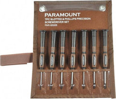 Paramount - 7 Piece Phillips & Slotted Screwdriver Set - Bit Sizes: Philips #00 to #1 - A1 Tooling