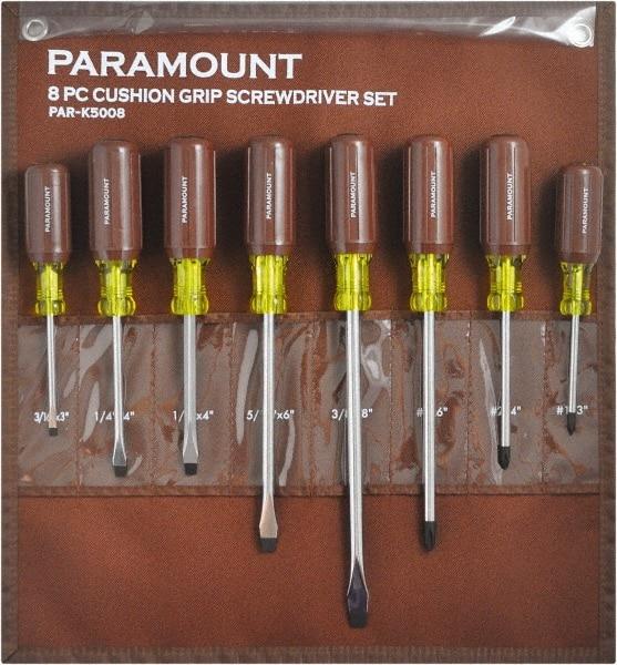 Paramount - 8 Piece Phillips & Slotted Screwdriver Set - Bit Sizes: Philips #1 to #3 - A1 Tooling