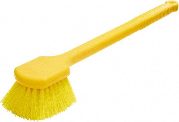 Rubbermaid - 2" Bristle Length, Synthetic Utility Scrub Brush - 20" OAL, Long Handle, Yellow, Plastic Block - A1 Tooling