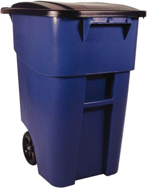 Rubbermaid - 50 Gal Blue Square Trash Can - Polyethylene, 36-1/2" High x 28-1/2" Long x 23.38" Wide - A1 Tooling