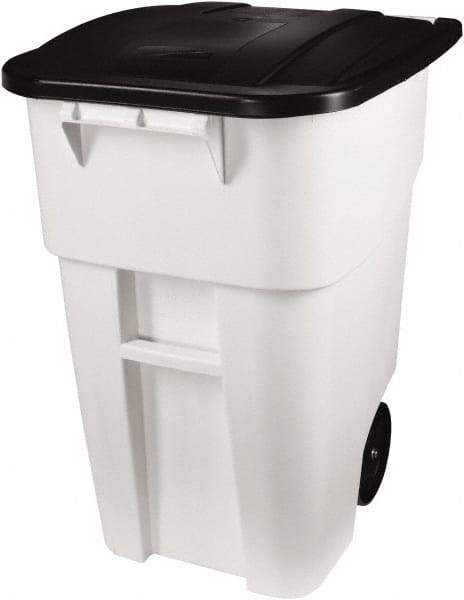 Rubbermaid - 50 Gal White Square Trash Can - Polyethylene, 36-1/2" High x 28-1/2" Long x 23.38" Wide - A1 Tooling