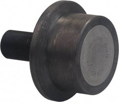 Accurate Bushing - 4-1/2" Roller Diam x 2" Width, 1-1/4" Stud Diam x 2-3/4" Length, Flanged Load Roller - Carbon Steel, 1-3/4" Thread Length, 1-1/4-12 Thread, 4-3/4" OAL, 14,300 Lb Dynamic Cap, 16,000 Lb Static Cap - A1 Tooling