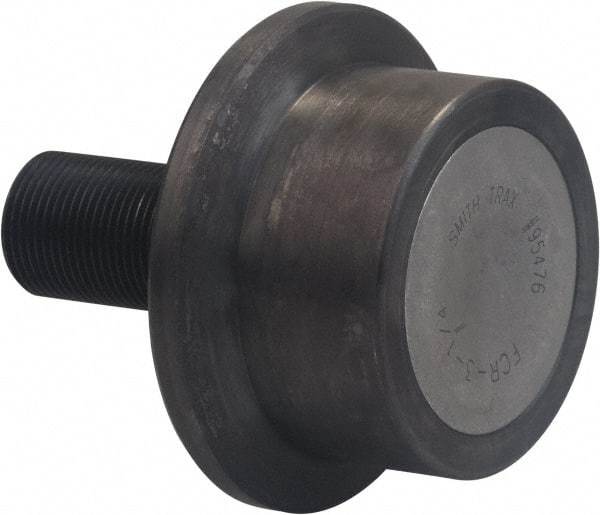 Accurate Bushing - 8" Roller Diam x 3" Width, 2-1/2" Stud Diam x 5-1/2" Length, Flanged Load Roller - Carbon Steel, 3-1/4" Thread Length, 2-1/2-12 Thread, 8-1/2" OAL, 35,800 Lb Dynamic Cap, 62,000 Lb Static Cap - A1 Tooling