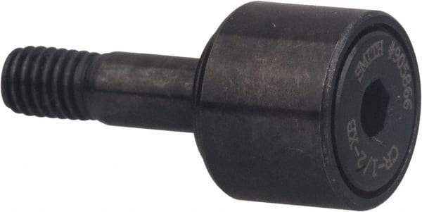 Accurate Bushing - 1" Roller Diam x 5/8" Width, 7/16" Stud Diam x 1" Length, Stud Cam Follower with Hex - Carbon Steel, 1/2" Thread Length, 7/16-20 Thread, 1-5/8" OAL, 3,030 Lb Dynamic Cap - A1 Tooling