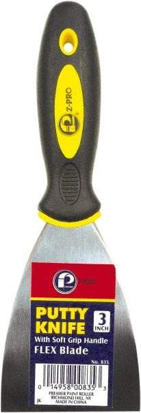 Premier Paint Roller - 3" Wide Spring Blade Steel Putty Knife - Stiff, Soft Grip Plastic Handle, 8.343" OAL - A1 Tooling