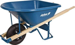 Jackson Professional Tools - 5.75 Cu Ft Capacity Wheelbarrow with 16" Pneumatic Wheel - Wood Handle, 59-1/4" Long x 29-1/2" Wide x 27-1/4" High, Blue - A1 Tooling