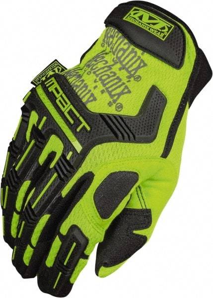 Mechanix Wear - Size S (8) Synthetic Leather Impact Work Gloves - For General Purpose, Uncoated, Hook & Loop Cuff, Full Fingered, Hi-Vis Yellow/Black, Paired - A1 Tooling