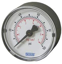 Wika - 3-1/2" Dial, 1/4 Thread, 0-200 Scale Range, Pressure Gauge - U-Clamp Panel Mount, Center Back Connection Mount, Accurate to 3-2-3% of Scale - A1 Tooling