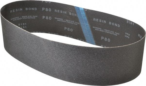 Made in USA - 4" Wide x 36" OAL, 80 Grit, Silicon Carbide Abrasive Belt - Silicon Carbide, Medium, Coated, X/Y Weighted Cloth Backing, Wet/Dry, Series S181 - A1 Tooling