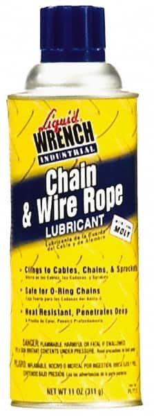 Liquid Wrench - 11 oz Aerosol General Purpose Chain & Cable Lubricant - Clear Bright Yellow, -20 to 650°F - A1 Tooling