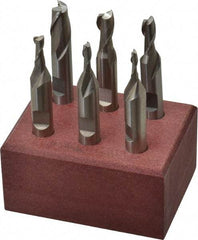 Interstate - 1/8 to 3/8", 2 Flute End Mill Set - Uncoated, High Speed Steel, Double End, 3/8" Shank Diam, Centercutting - A1 Tooling