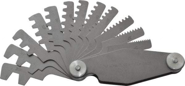 Value Collection - 12 Leaf, 2 to 20mm Pitch Range, Screw Pitch Gage - 30° Thread Angle - A1 Tooling