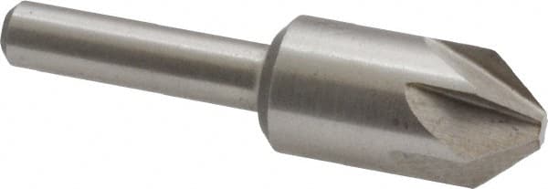 Interstate - 1/2" Head Diam, 1/4" Shank Diam, 6 Flute 82° Cobalt Countersink - A1 Tooling