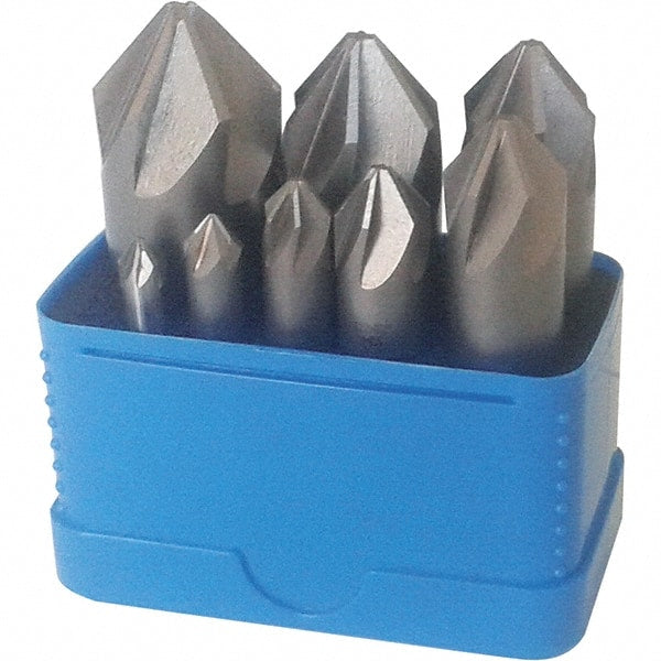 Interstate - 8 Piece, 1/4 to 1" Head Diam, 82° Included Angle, Single End Countersink Set - A1 Tooling