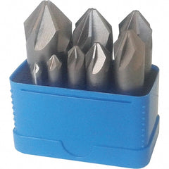 Interstate - 8 Piece, 1/4 to 1" Head Diam, 90° Included Angle, Single End Countersink Set - A1 Tooling