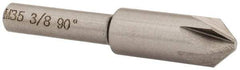 Interstate - 3/8" Head Diam, 1/4" Shank Diam, 6 Flute 90° Cobalt Countersink - Bright Finish, 2" OAL, Single End, Straight Shank, Right Hand Cut - A1 Tooling