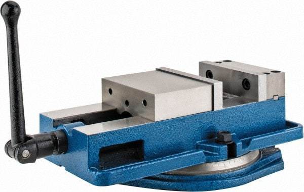 Interstate - 6" Jaw Width, 7-1/2" Jaw Opening Capacity, Horizontal Swivel Machine Vise - Manual Operation, 6,600 Lb Capacity, 1 Station, 16-3/4" Long x 4-3/8" High x 1-1/2" Deep, 1-1/2" Jaw Height - A1 Tooling