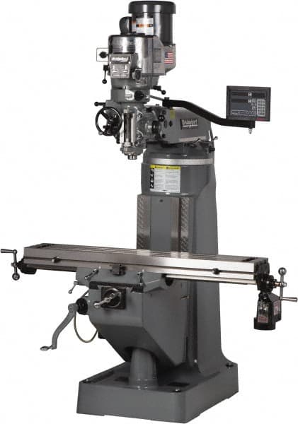 Bridgeport - 9" Table Width x 49" Table Length, Variable Speed Pulley Control, 3 Phase Knee Milling Machine - R8 Spindle Taper, 2 hp - A1 Tooling