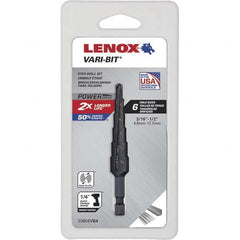 Lenox - 6 Hole Sizes, 3/16 to 1/2" Hole Diam High Speed Steel Split Point Step Drill Bit - A1 Tooling