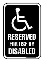 NMC - "Reserved for Use by Disabled", "Handicapped Symbol", 12" Wide x 18" High, Aluminum Parking Lot Traffic Signs - 0.063" Thick, White on Blue, Rectangle, Post Mount - A1 Tooling