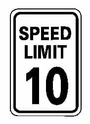 NMC - "Speed Limit 10", 12" Wide x 18" High, Aluminum Speed Limit Signs - 0.063" Thick, Black on White, Rectangle, Post Mount - A1 Tooling