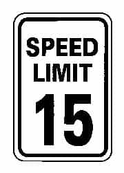 NMC - "Speed Limit 15", 12" Wide x 18" High, Aluminum Speed Limit Signs - 0.063" Thick, Black on White, Rectangle, Post Mount - A1 Tooling