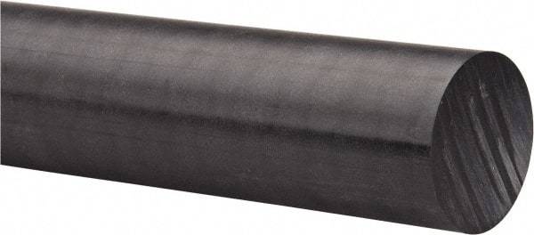 Made in USA - 4' Long, 1-1/2" Diam, Acetal Plastic Rod - Black - A1 Tooling