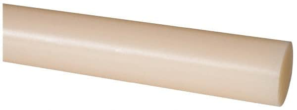 Made in USA - 8' Long, 1-3/8" Diam, Nylon 6/6 Plastic Rod - Natural (Color) - A1 Tooling