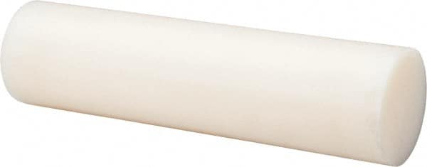 Made in USA - 2' Long, 2" Diam, Nylon 6/6 Plastic Rod - Natural (Color) - A1 Tooling