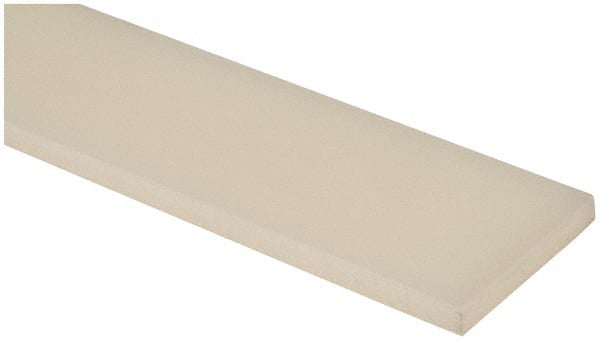 Made in USA - 1' x 1" x 1/8" Natural (Color) Nylon 6/6 Rectangular Bar - A1 Tooling