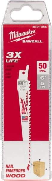 Milwaukee Tool - Bi-Metal Reciprocating Saw Blade - Tapered Profile, 5 TPI, Toothed Edge - A1 Tooling