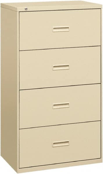 Basyx - 36" Wide x 53-1/4" High x 19-1/4" Deep, 4 Drawer Lateral File - Steel, Putty - A1 Tooling