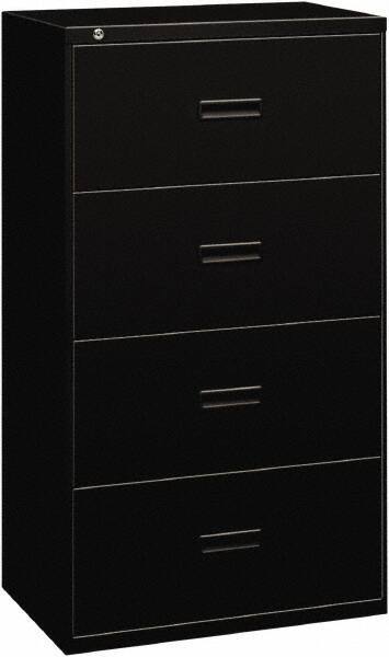 Basyx - 36" Wide x 53-1/4" High x 19-1/4" Deep, 4 Drawer Lateral File - Steel, Black - A1 Tooling