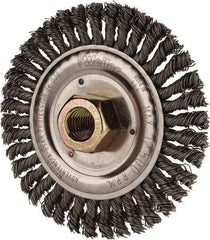 Weiler - 4-1/2" OD, 5/8" Arbor Hole, Stringer Bead Steel Wheel Brush - 3/16" Face Width, 13/16" Trim Length, 0.02" Filament Diam, 15,000 RPM - A1 Tooling