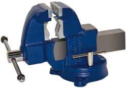 Gibraltar - 3-1/2" Jaw Width x 4" Jaw Opening Capacity, 4-1/2" Throat Depth, Bench & Pipe Combination Vise - 1/8 to 2-1/2" Pipe Capacity, Swivel Base, Bolt Down Attachment, Ductile Iron - A1 Tooling