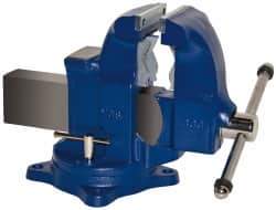 Gibraltar - 5" Jaw Width x 7-1/2" Jaw Opening Capacity, 6" Throat Depth, Bench & Pipe Combination Vise - 1/8 to 4-1/2" Pipe Capacity, Swivel Base, Bolt Down Attachment, Ductile Iron - A1 Tooling