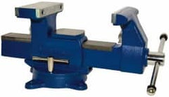 Gibraltar - 6-1/2" Jaw Width x 7" Jaw Opening Capacity, 4" Throat Depth, Bench & Pipe Combination Vise - 1/8 to 3-1/2" Pipe Capacity, Swivel Base, Bolt Down Attachment, Ductile Iron - A1 Tooling