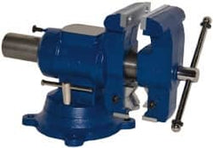 Gibraltar - 5" Jaw Width x 5" Jaw Opening Capacity, 4" Throat Depth, Bench & Pipe Combination Vise - 1/8 to 3-1/2" Pipe Capacity, Swivel Base, Bolt Down Attachment, Ductile Iron - A1 Tooling