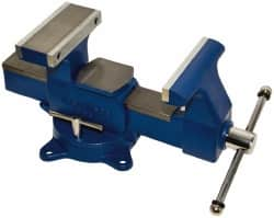 Gibraltar - 8" Jaw Width x 8-1/2" Jaw Opening Capacity, 4-3/4" Throat Depth, Bench & Pipe Combination Vise - 1/8 to 4-1/2" Pipe Capacity, Swivel Base, Bolt Down Attachment, Ductile Iron - A1 Tooling