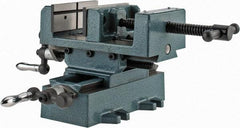 Wilton - 4" Jaw Opening Capacity x 1-3/8" Throat Depth, Horizontal Drill Press Vise - 4" Wide x 1-3/8" High Jaw, Cross Slide Base, Standard Speed, 7" OAL x 5-3/4" Overall Height, Cast Iron - A1 Tooling