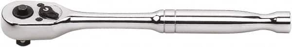 GearWrench - 3/8" Drive Pear Head Quick-Release Ratchet - Full Polish Chrome Finish, 7-7/8" OAL, 45 Gear Teeth, Button Head - A1 Tooling